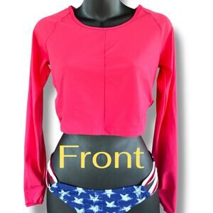 Gymshark Whitney Simmons Crop Top Womens Sz Medium Open Back Long Sleeve Top